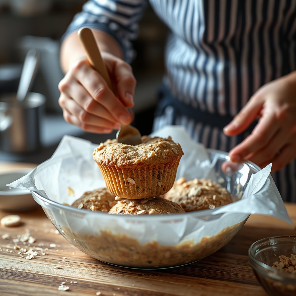 Preparing the Muffin Batter - banana oat muffin recipe
