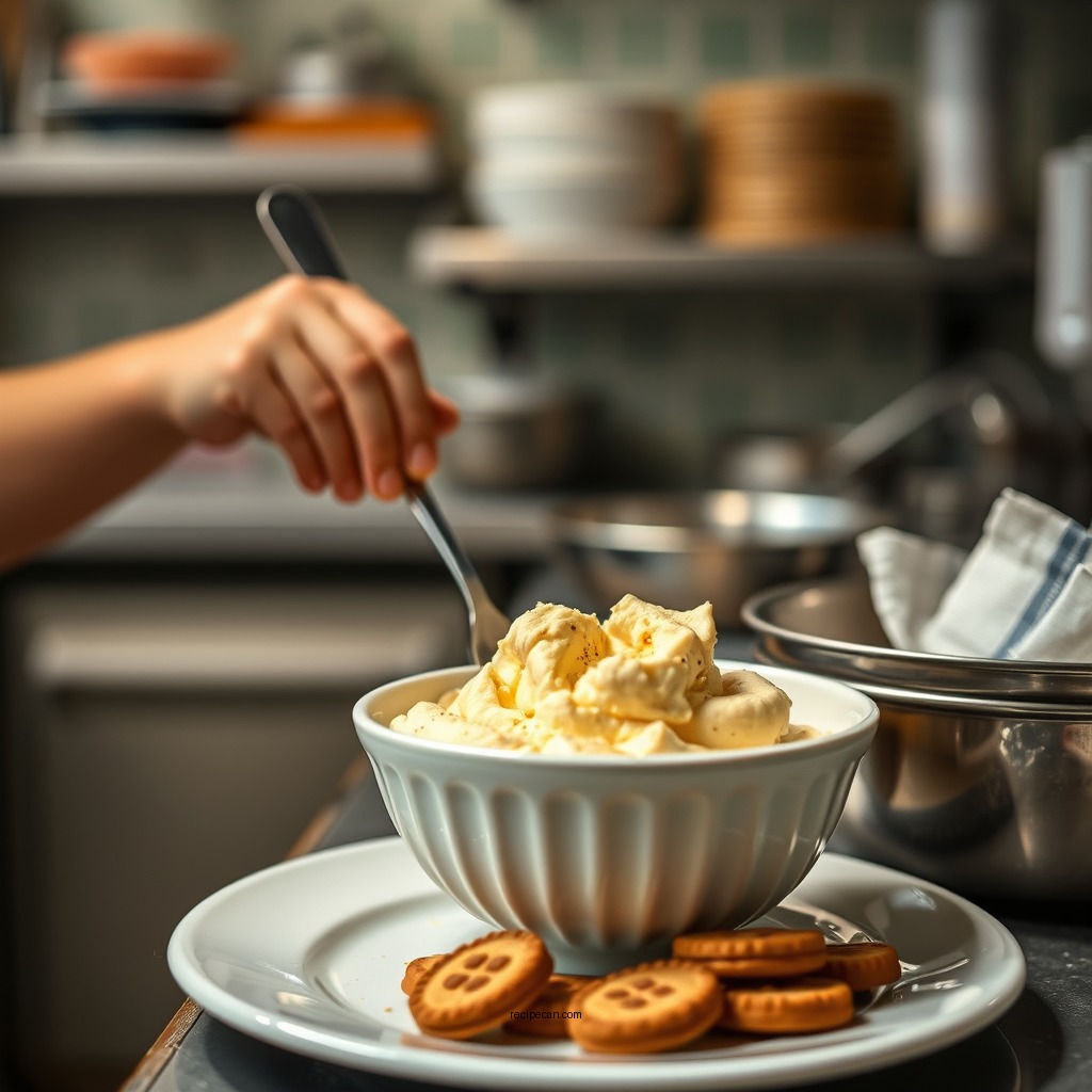Preparing the Pudding - banana pudding recipe with biscoff cookies