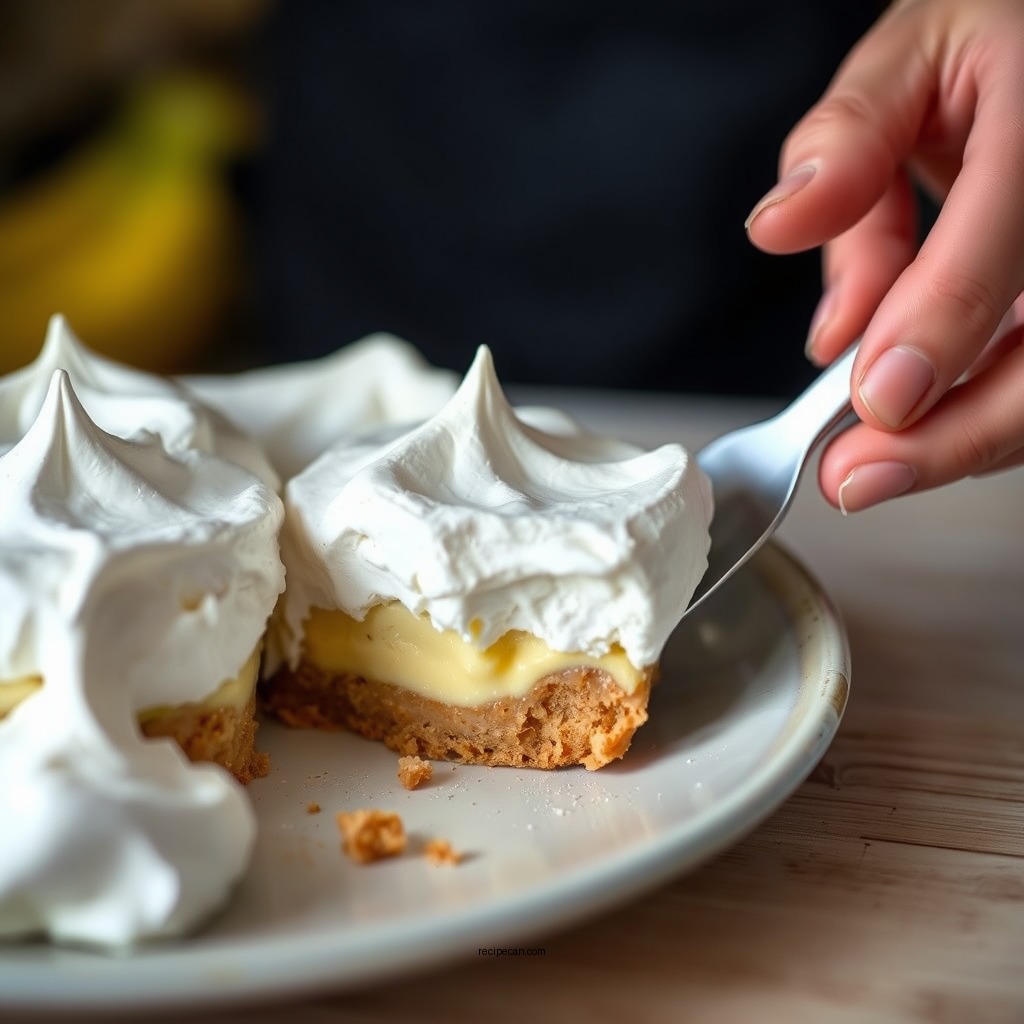 Making the Meringue Topping - banana pudding recipe with meringue topping