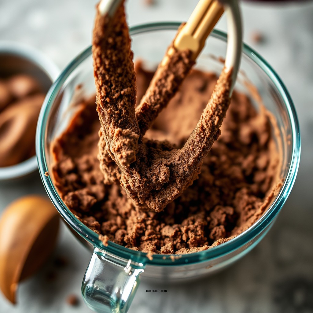 Mixing the Batter - basic brownie recipe cocoa powder