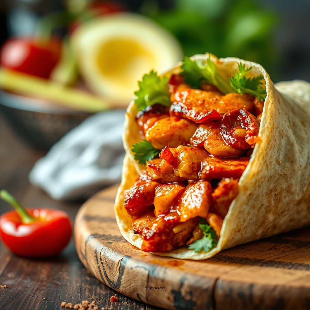 Spicy BBQ Chicken Wrap - bbq chicken wrap recipes