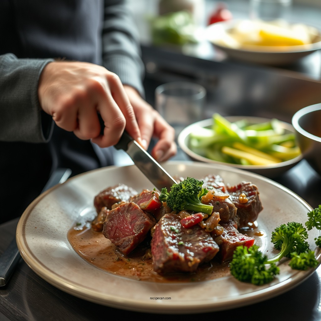 Preparing the Beef - beef and broccoli sauce recipe