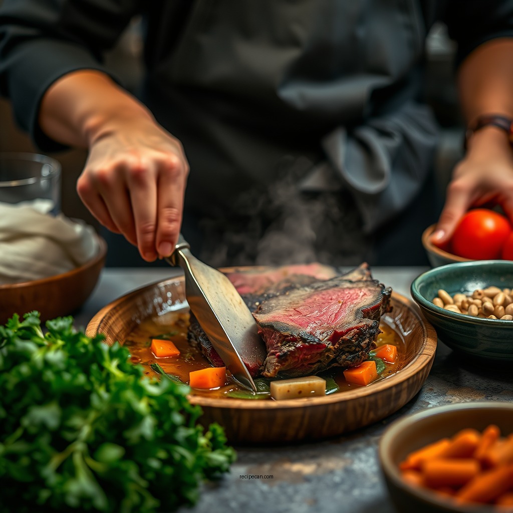 Preparing the Beef - beef kale soup recipe