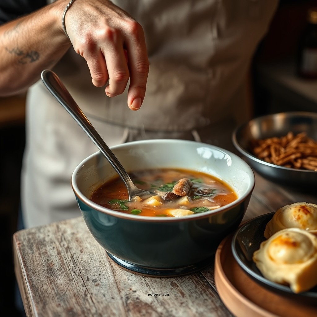 Preparing the Beef Soup Base - beef soup with dumplings recipe