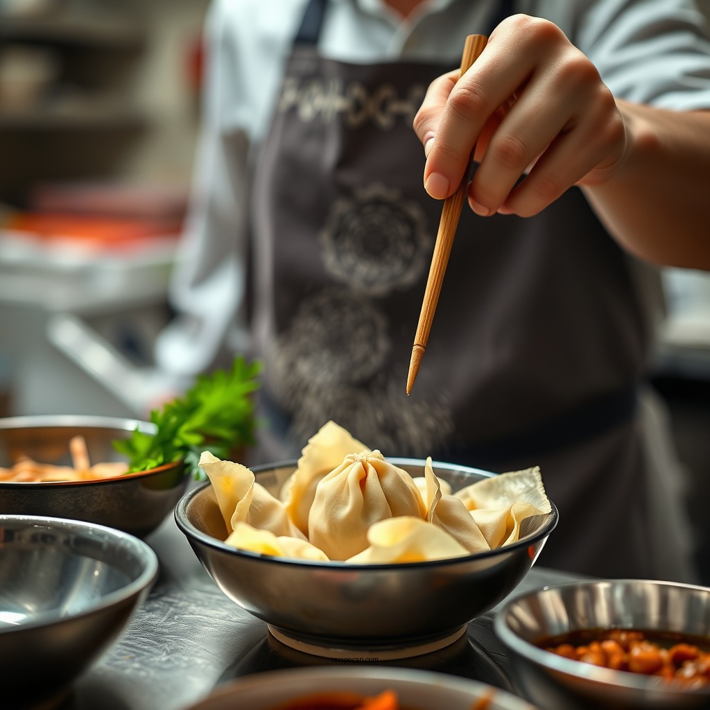 Preparing the Wonton Filling - beef wonton soup recipe