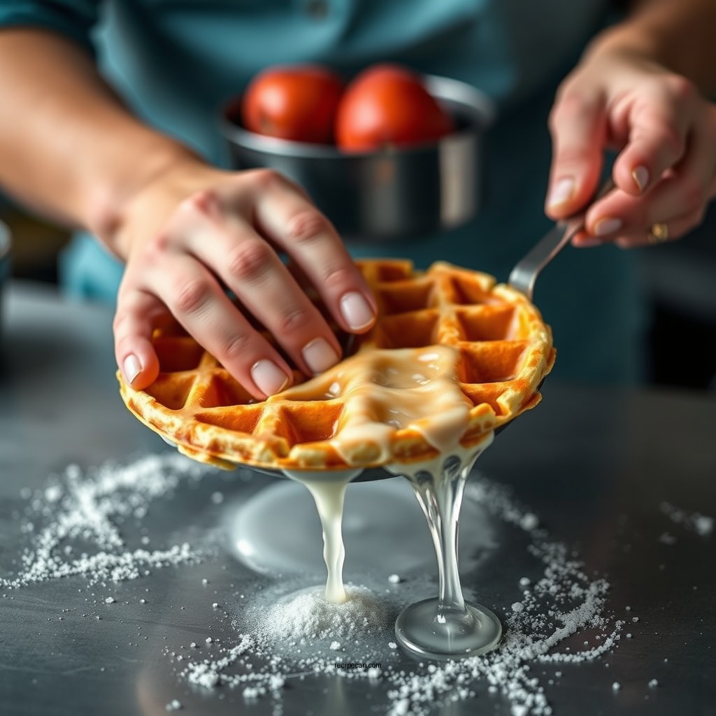 Adding Wet Ingredients - belgian waffle mix recipe