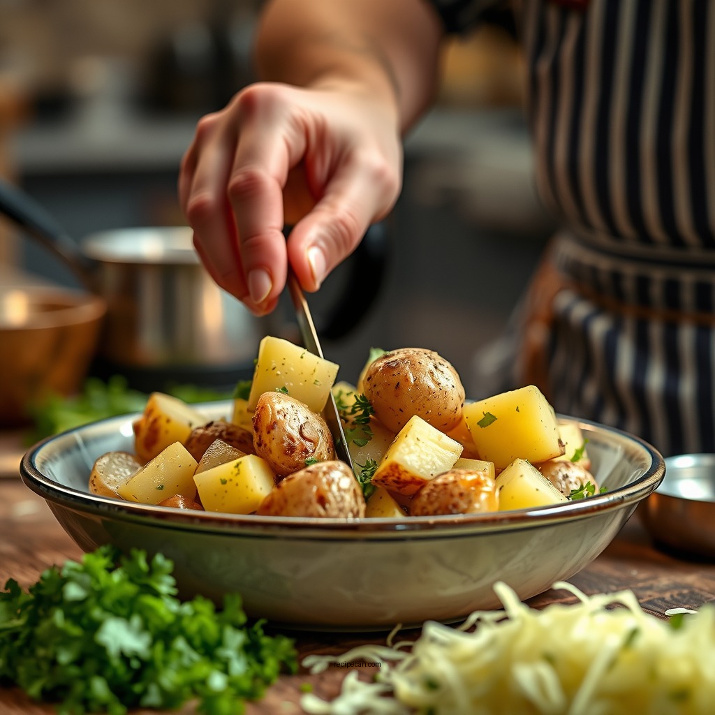 Preparing the Potatoes - belmont catering potato salad recipe