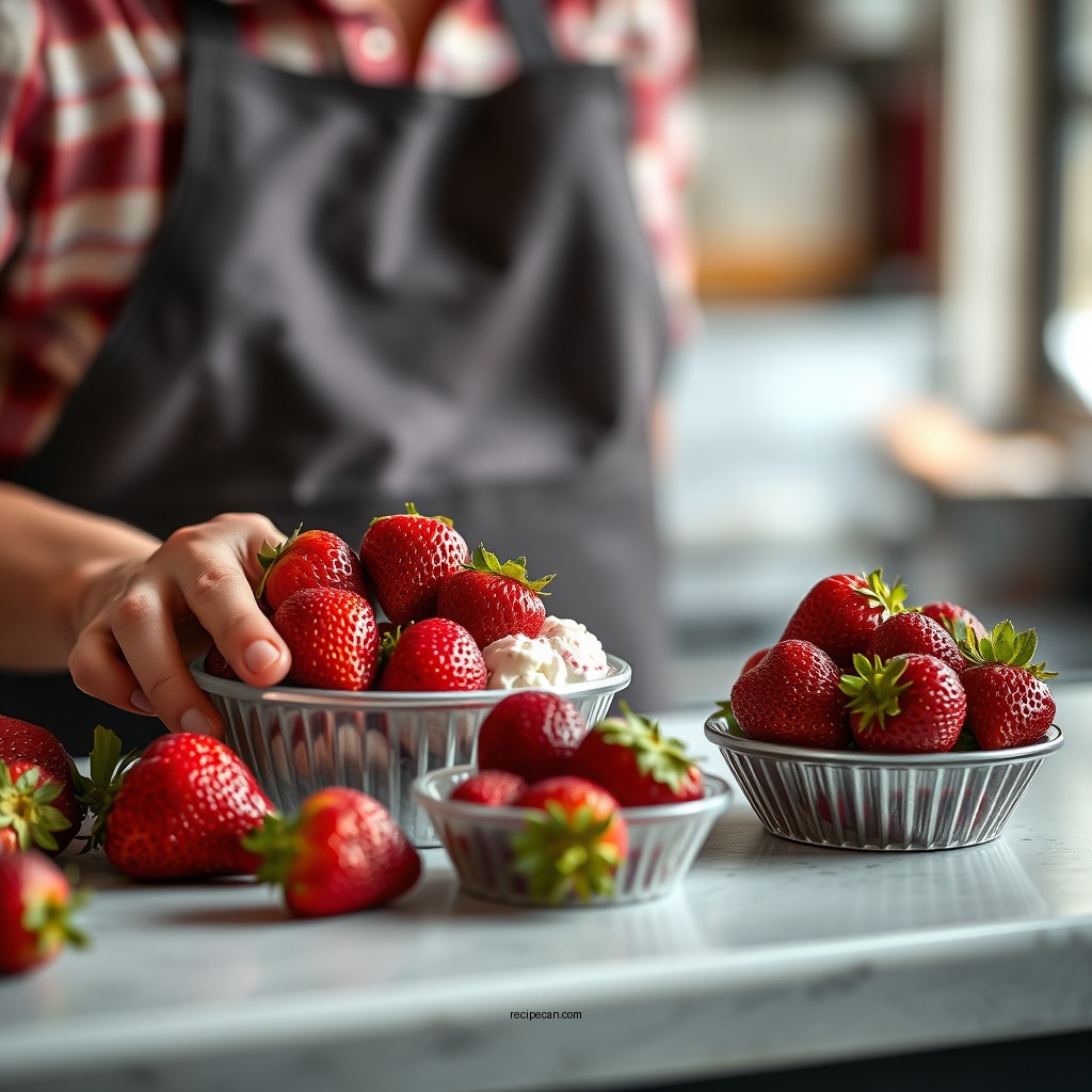 Preparing the Strawberries - ben and jerry's strawberry ice cream recipe