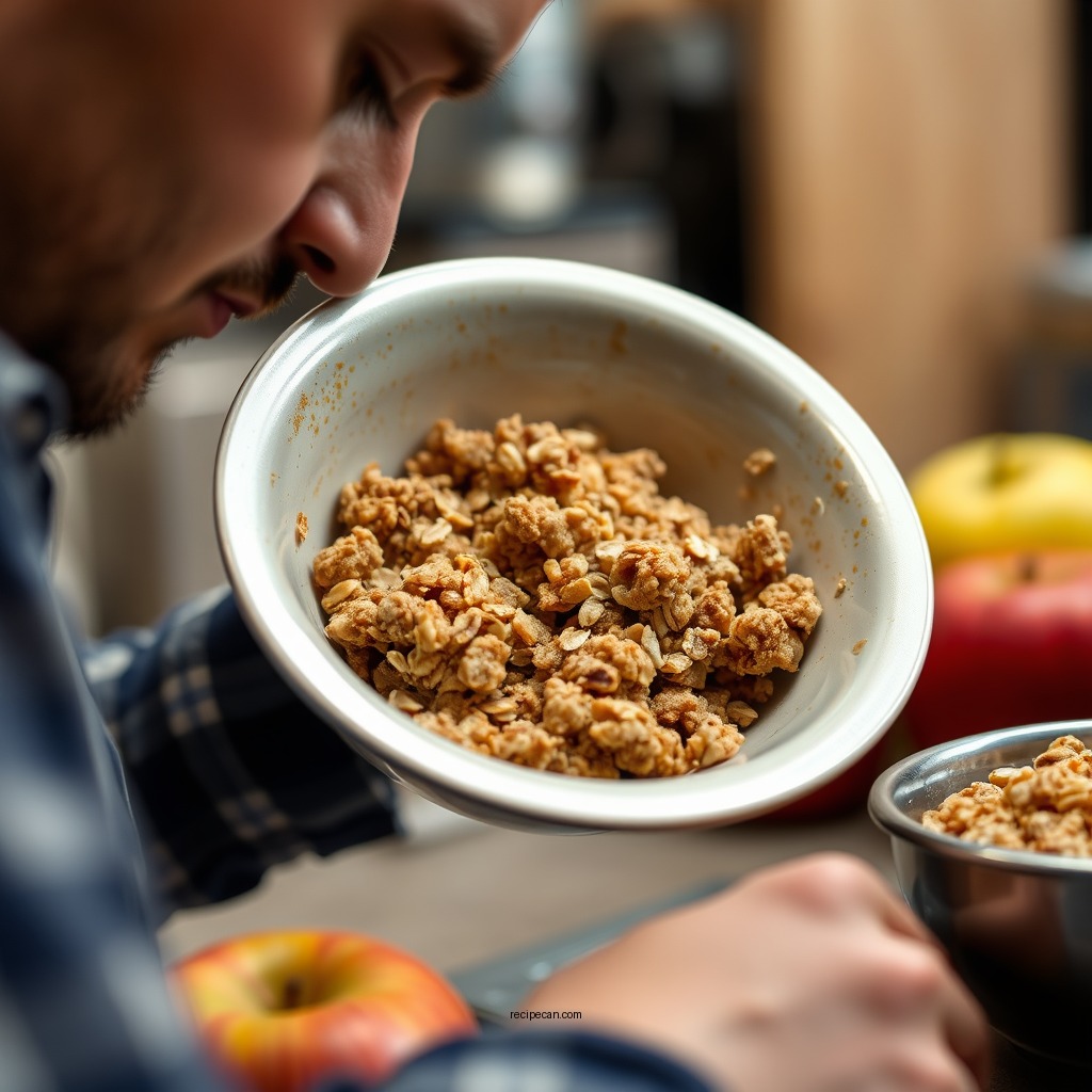 Preparing the Apple Filling - best apple crisp recipe with oats