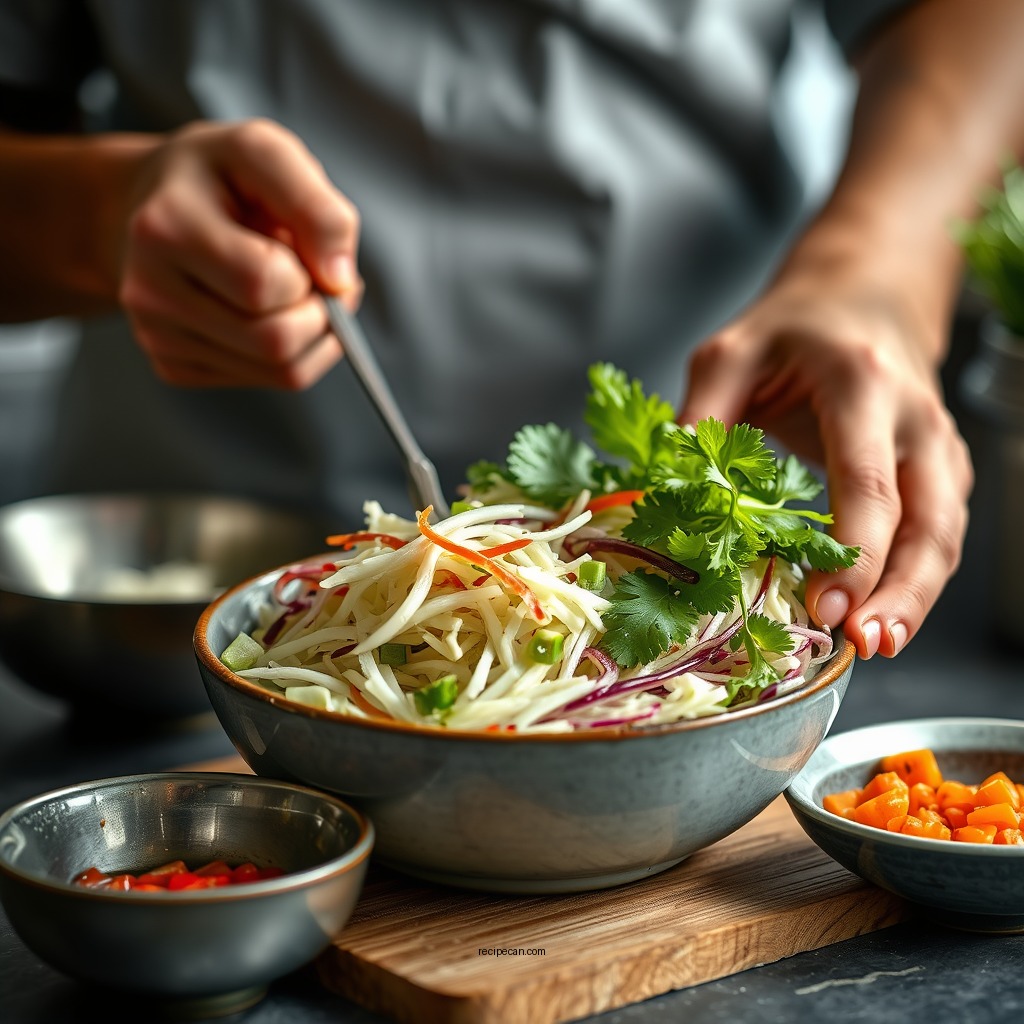 Preparing the Vegetables - best asian coleslaw recipe