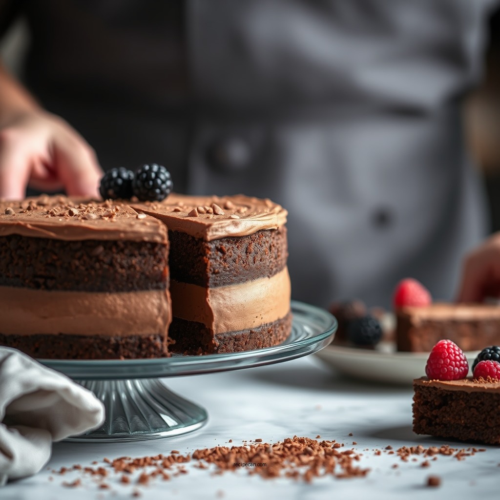 Making the Mousse Filling - best chocolate mousse cake recipe ever
