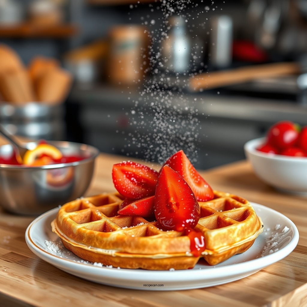 Cooking the Waffles - best homemade waffle recipe