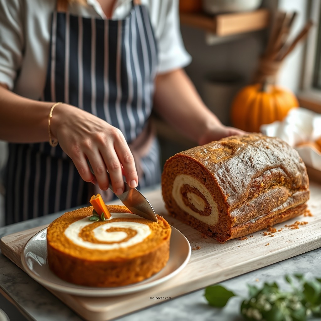 Preparing the Pumpkin Cake - best pumpkin roll recipe