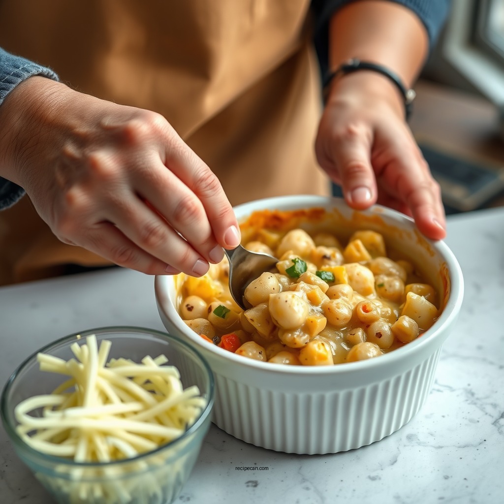 Preparing the Filling - biscuit pot pie recipe