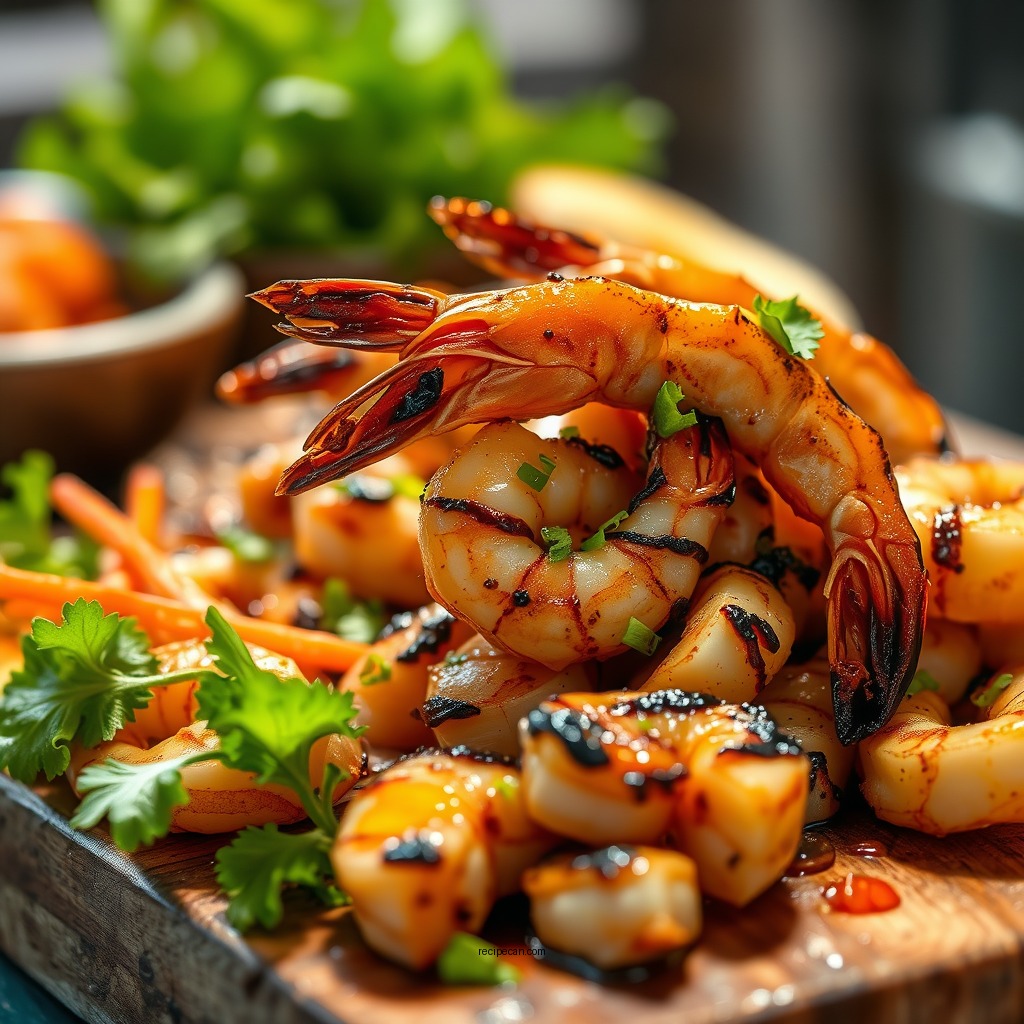 Preparing the Blackened Shrimp - blackened shrimp salad recipe