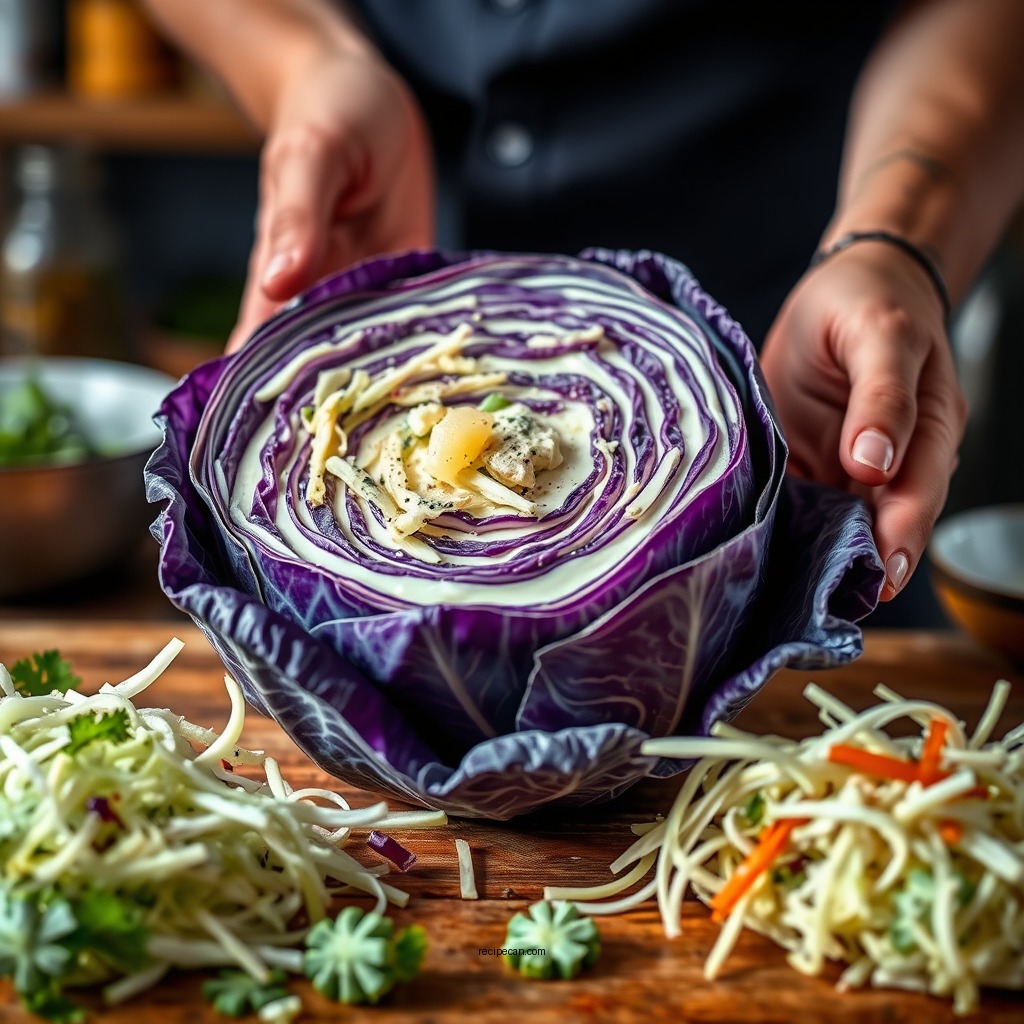 Preparing the Cabbage - blue cheese coleslaw recipe