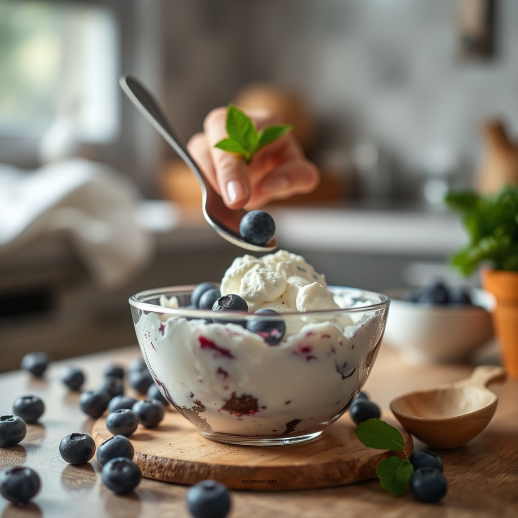 Preparing the Blueberry Mixture - blueberry cottage cheese ice cream recipe