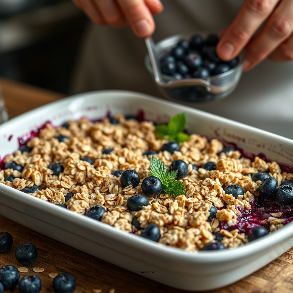 Preparing the Blueberry Filling - blueberry crisp recipe with oats