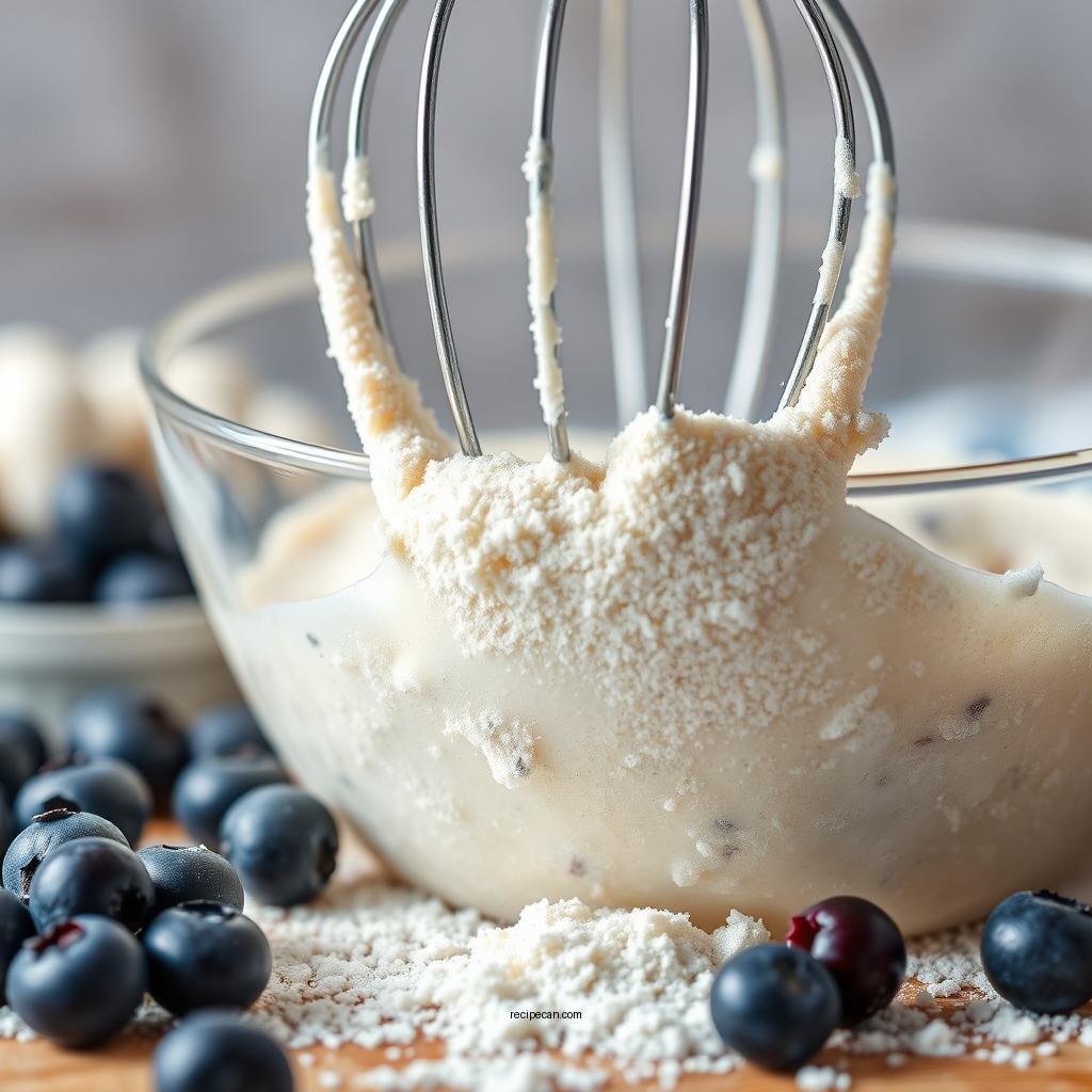 Mixing the Batter - blueberry muffins recipe