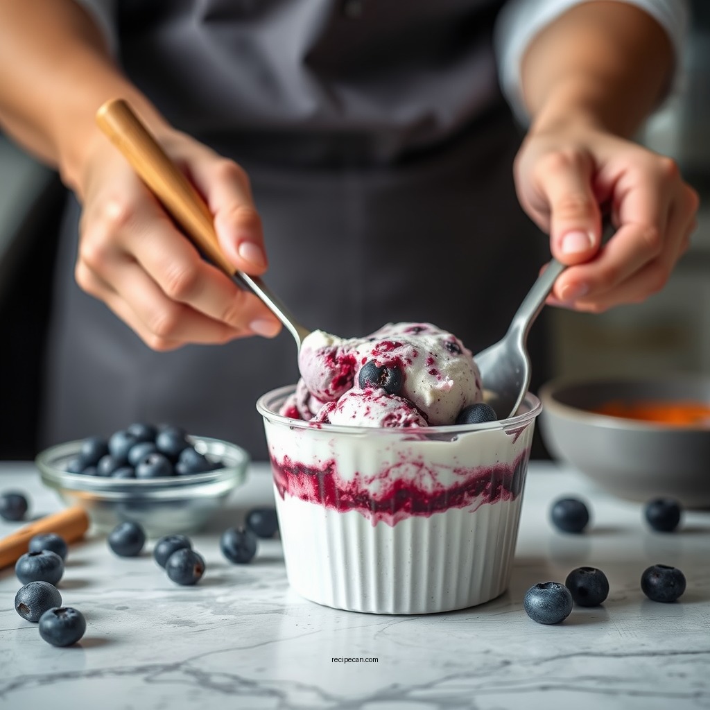 Preparing the Blueberry Filling - blueberry pie ice cream recipe