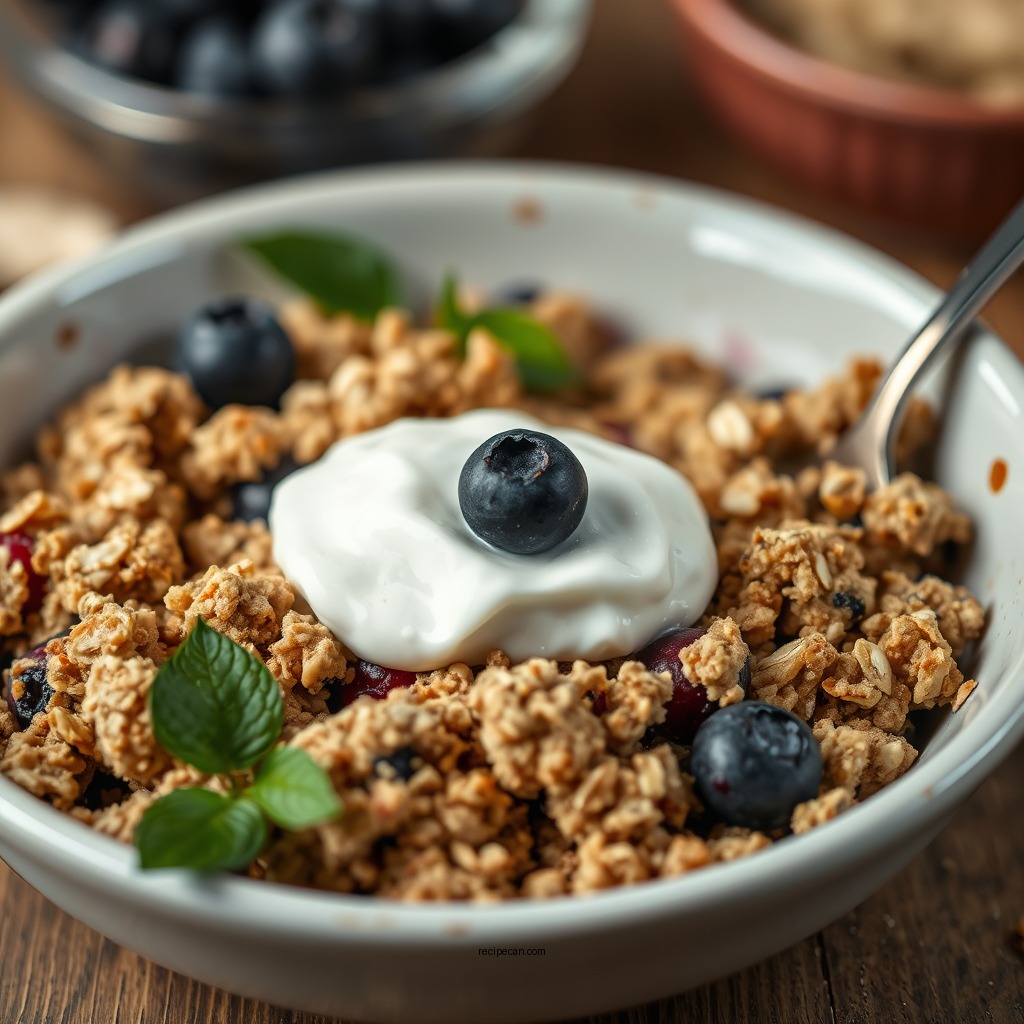 Making the Oat Crumble Topping - blueberry rustic crumble recipe with oats