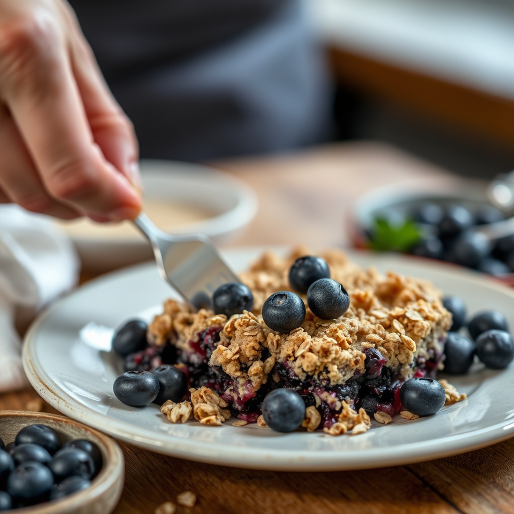 Preparing the Blueberry Filling - blueberry rustic crumble recipe with oats