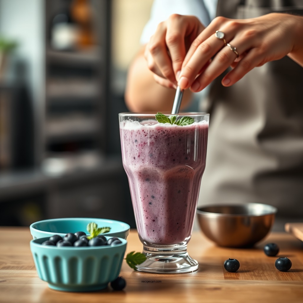 Step-by-Step Preparation - blueberry smoothie recipe with yogurt
