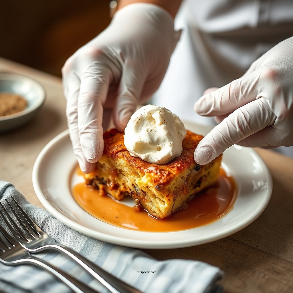 Assembling the Bread Pudding - bread pudding recipe golden corral