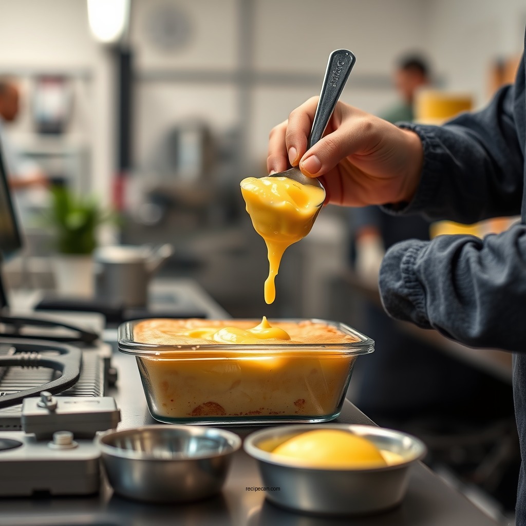 Making the Custard - bread pudding recipe hawaii