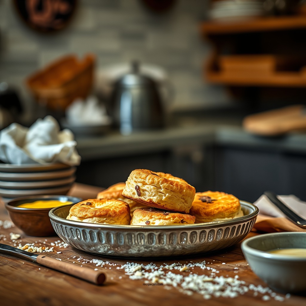 Preparing the Biscuits - bread pudding recipe with biscuits