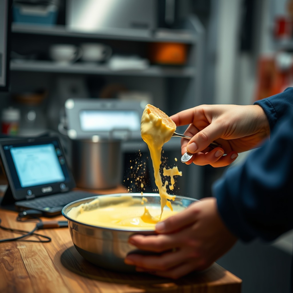 Making the Custard Mixture - bread pudding recipe with hawaiian bread