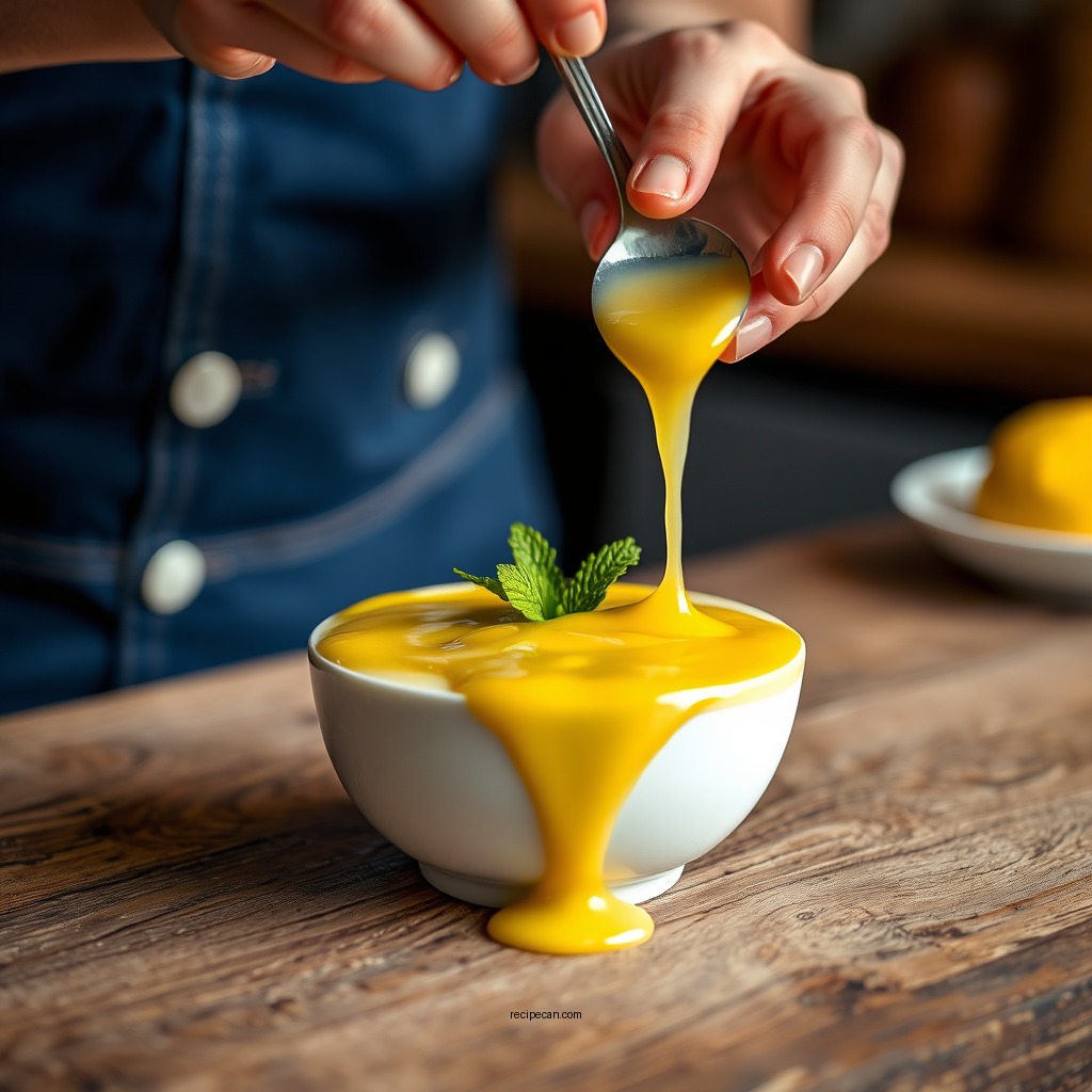 Making the Lemon Sauce - bread pudding recipe with lemon sauce
