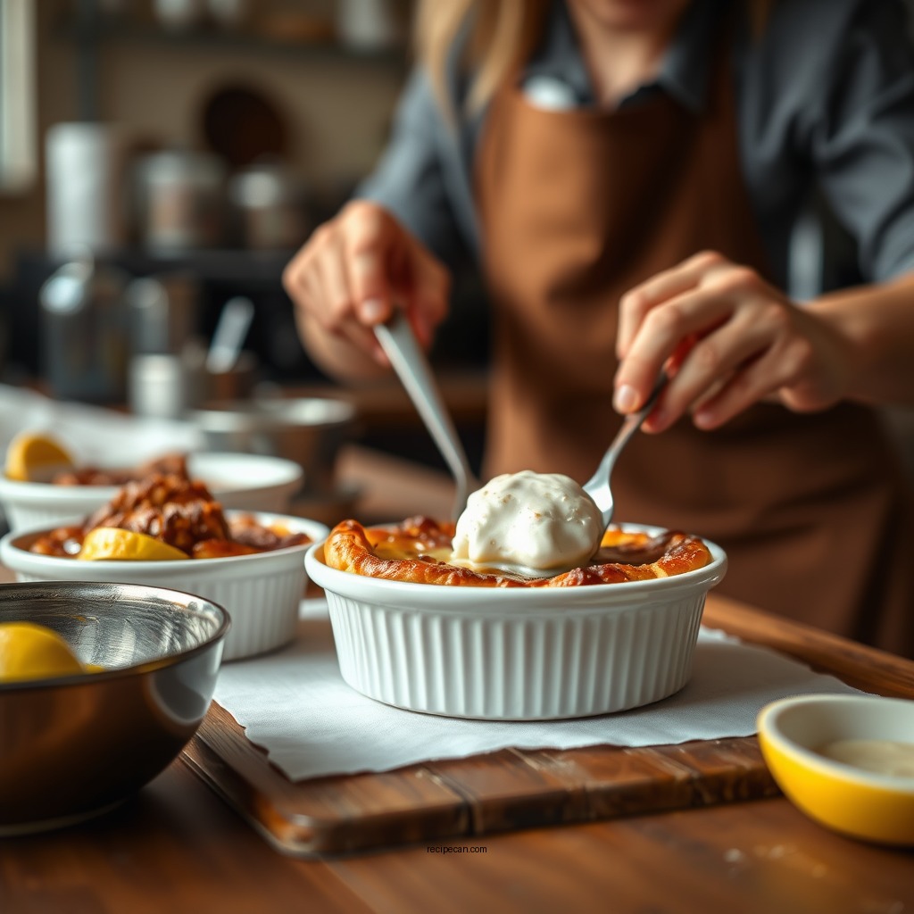 Preparing the Bread Pudding - bread pudding recipe with lemon sauce