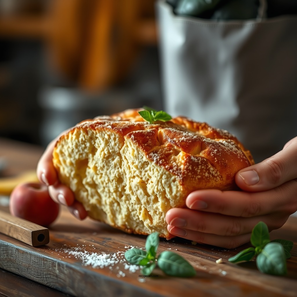 Preparing the Bread Base - bread pudding recipe with peaches