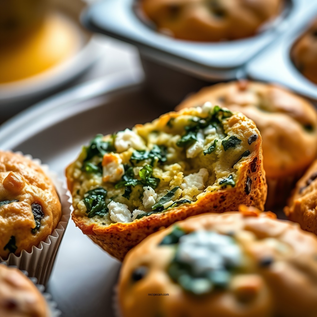 Spinach and Feta Savory Muffins - breakfast muffin recipes