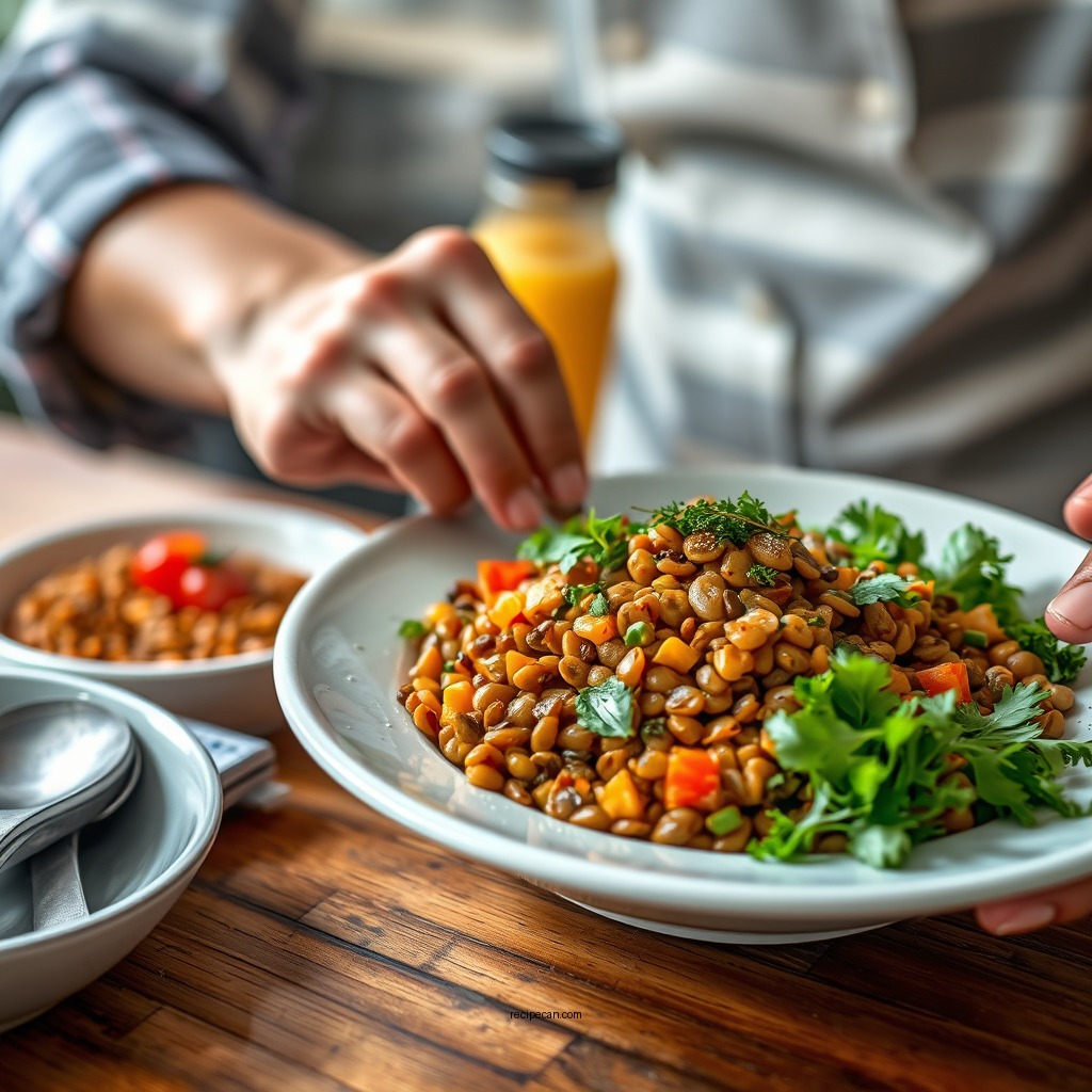 Preparing the Lentils - brown butter lentil and sweet potato salad recipe