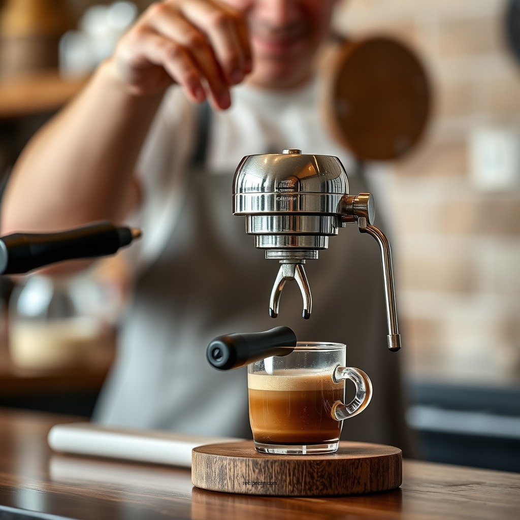 Preparing the Espresso - brown sugar oat milk shaken espresso recipe