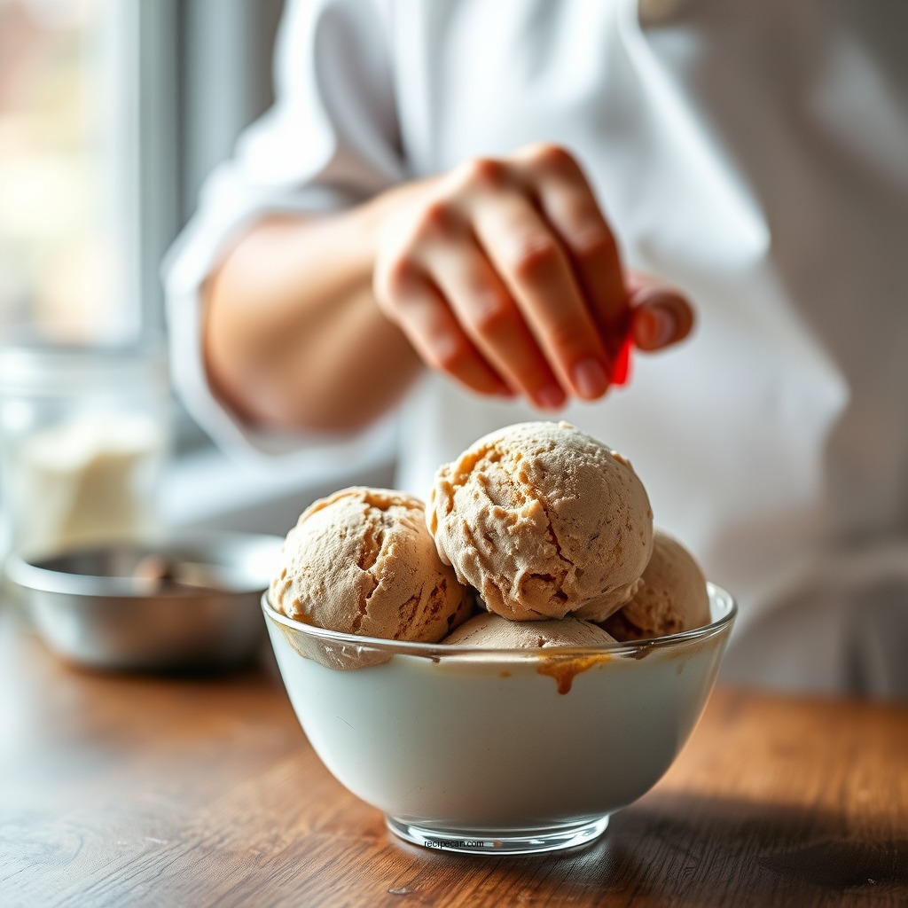 Chilling and Churning Process - brownie batter ice cream recipe