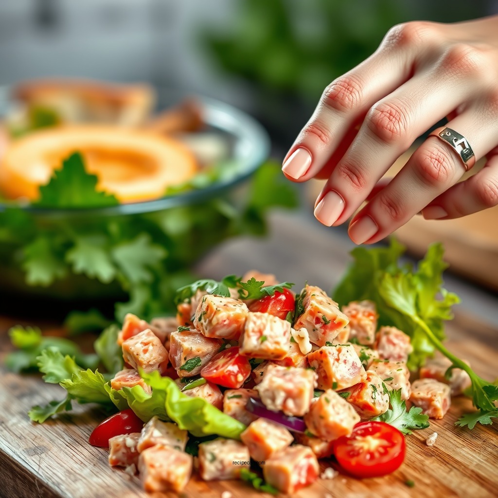 Mixing the Salad - buffalo tuna salad recipe
