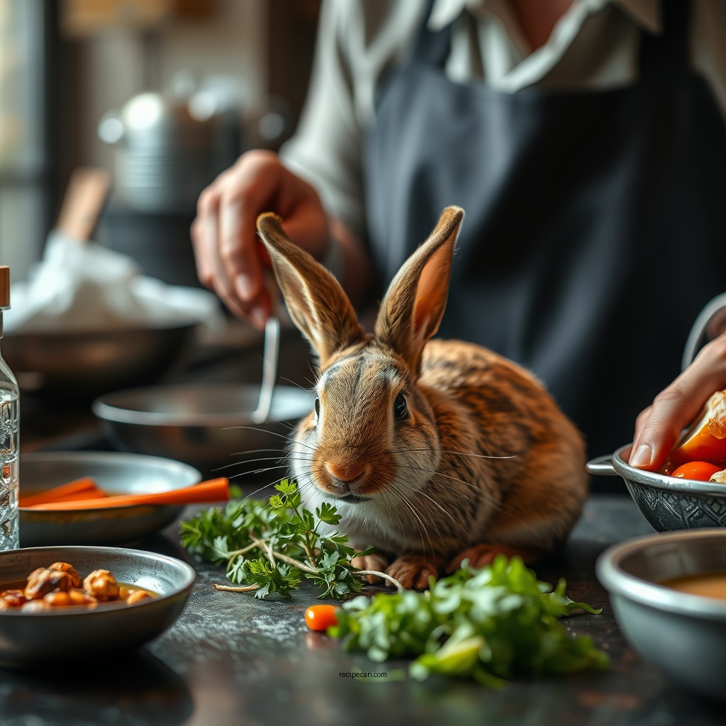 Preparing the Rabbit - bunny soup recipe