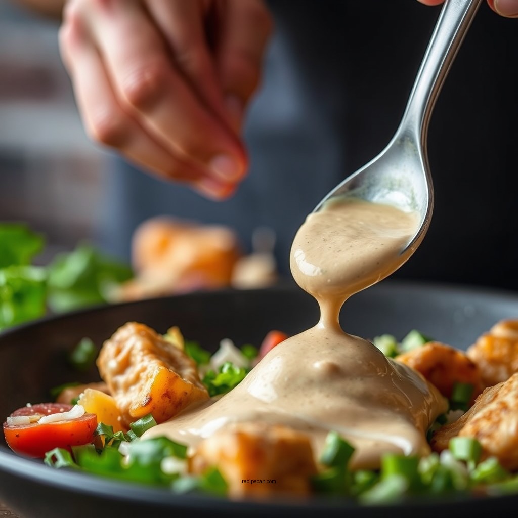 Mixing the Dressing - butterfingers chicken salad recipe