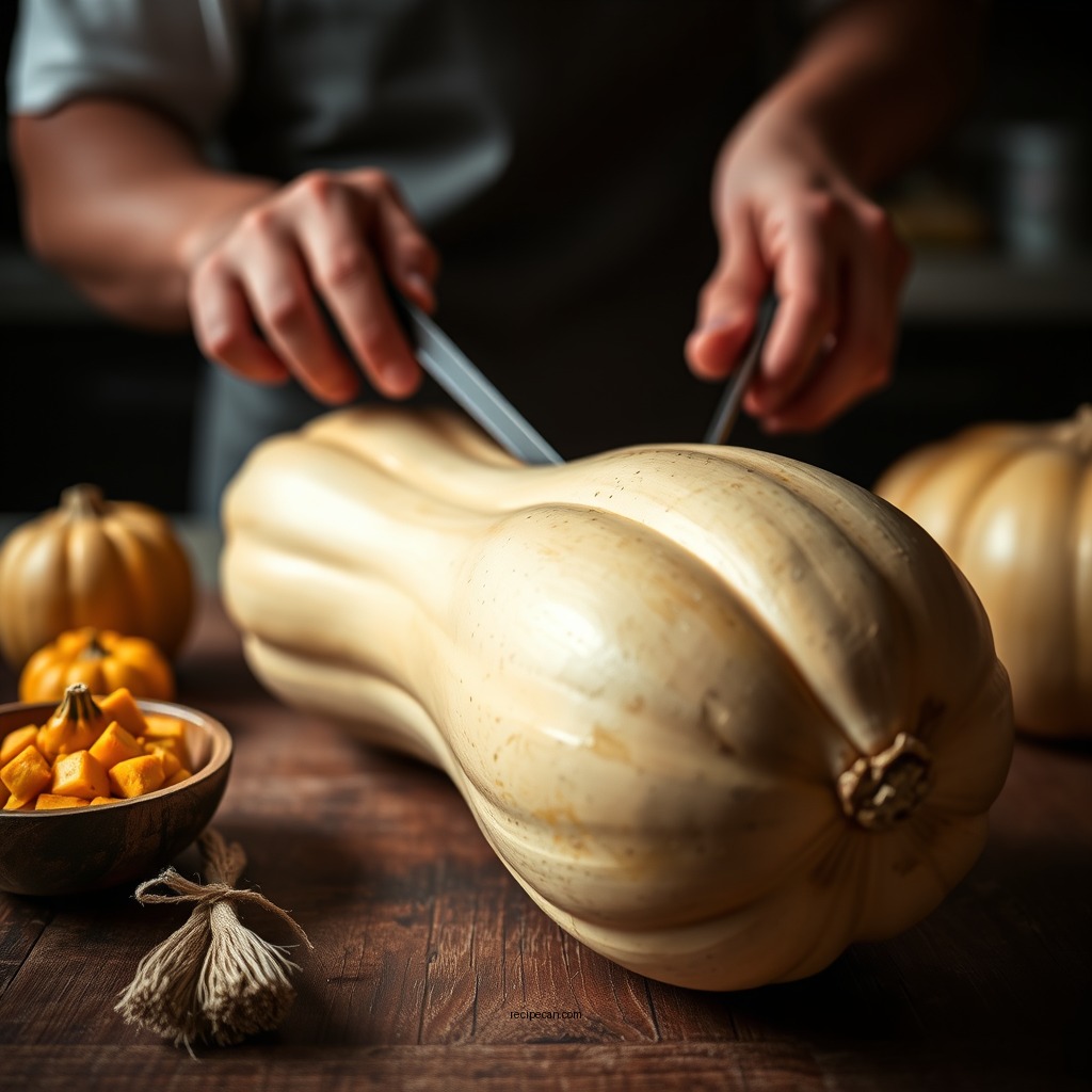 Preparing the Squash - butternut squash easy recipe