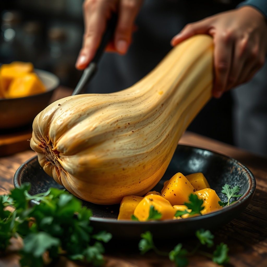 Preparing the Butternut Squash - butternut squash gnocchi recipe