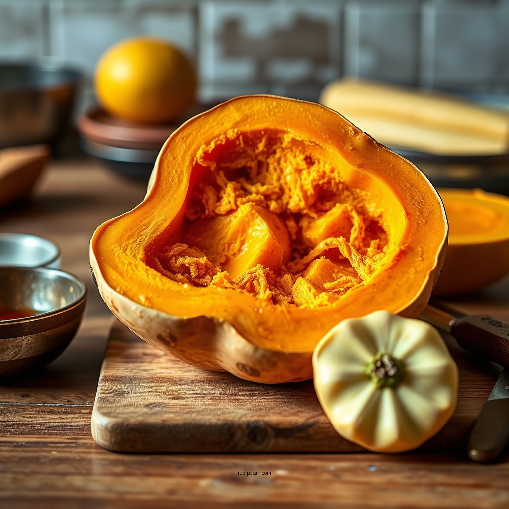 Preparing the Butternut Squash - butternut squash pie recipe