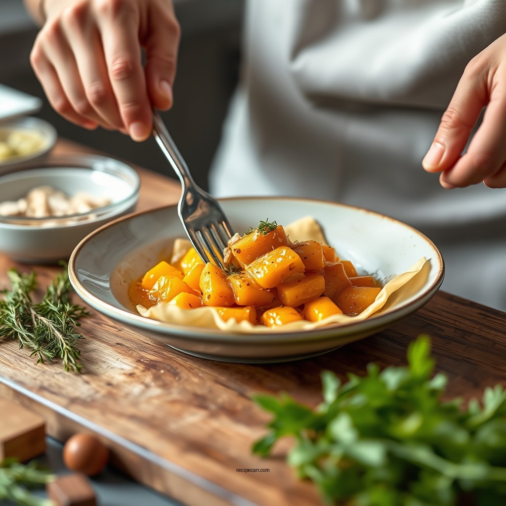 Preparing the Butternut Squash Filling - butternut squash ravioli recipe