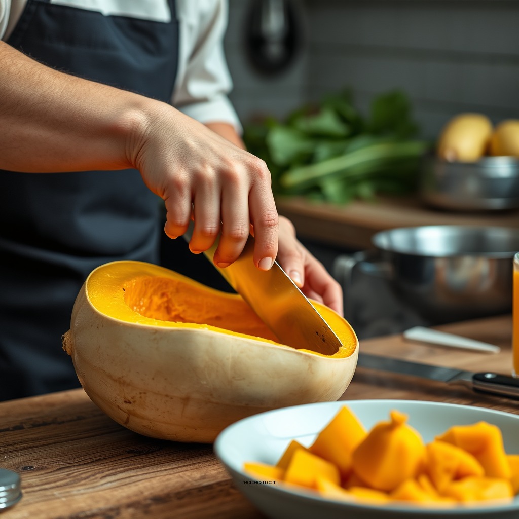 Preparing the Butternut Squash - butternut squash recipe
