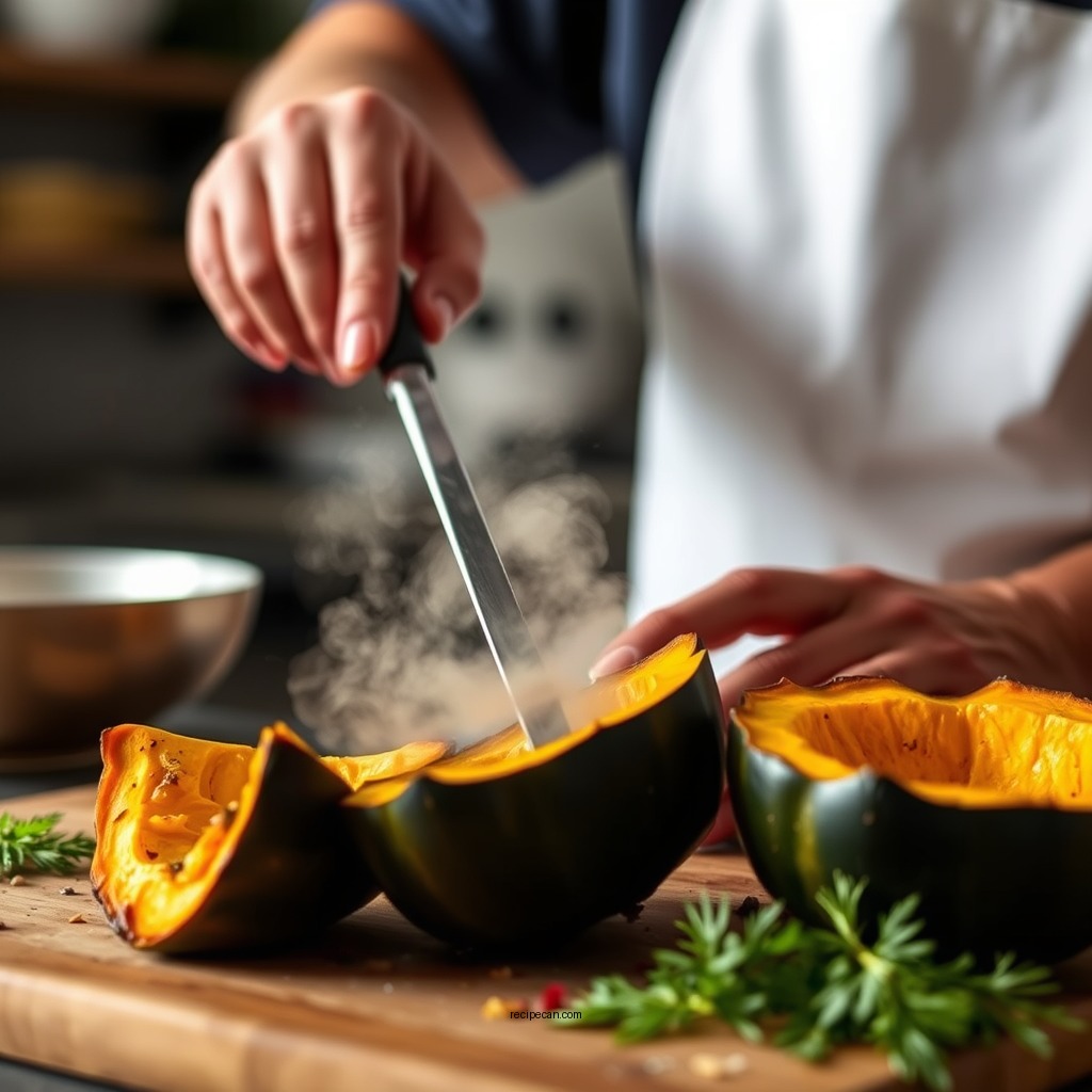 Preparing the Squash - butternut squash recipe roasted