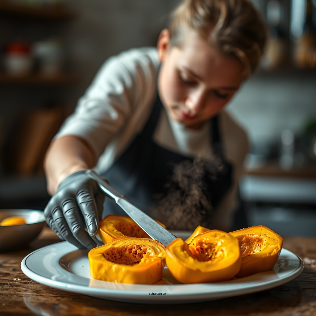 Preparing the Squash - butternut squash roasted recipe