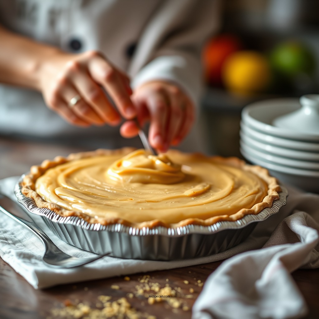 Preparing the Butterscotch Filling - butterscotch pie recipe