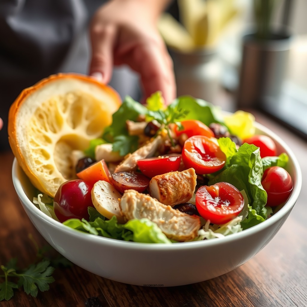 Mixing the Salad - byerlys cherry chicken salad recipe